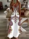 Floral Print V-Neck Cami Dress Bohemian Vacation Long Dress
