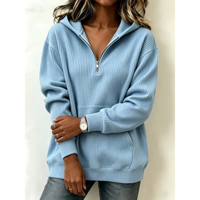 Half-Zip Hooded Sweatshirt Lazy Casual Long Sleeve