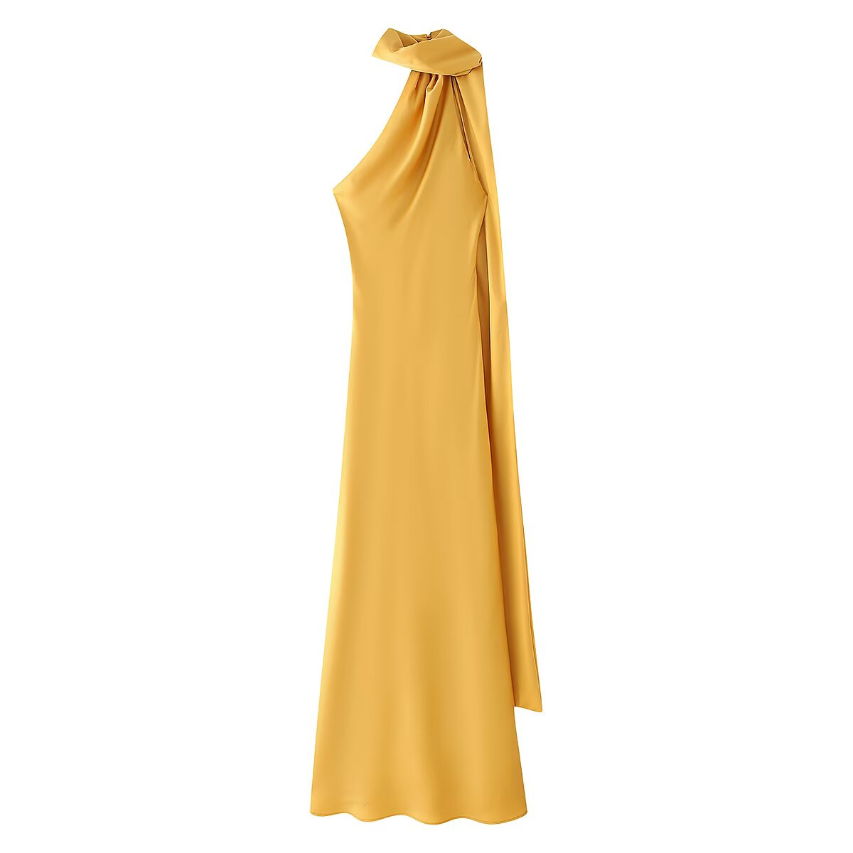 Women's Elegant Open-Back Halter Maxi Dress with Tie Detail