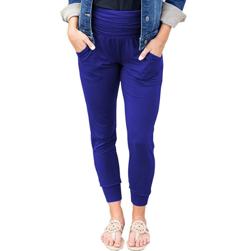 High-Waist Pleated Cropped Skinny Pants with Pockets