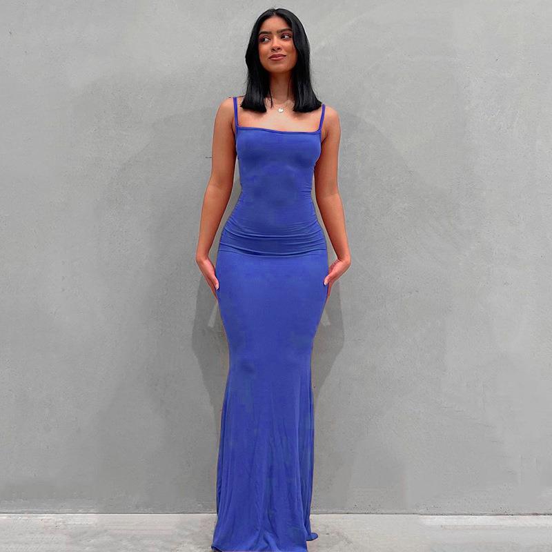 Women's Modal Milk Silk Sleeveless Bodycon Maxi Dress