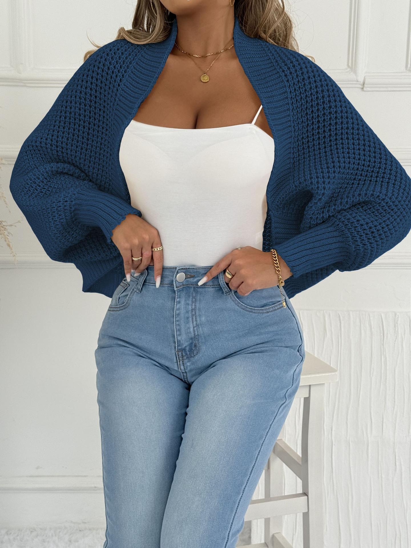 Women's Loose Knit Cardigan Asymmetric Shawl Collarless Long Sleeve