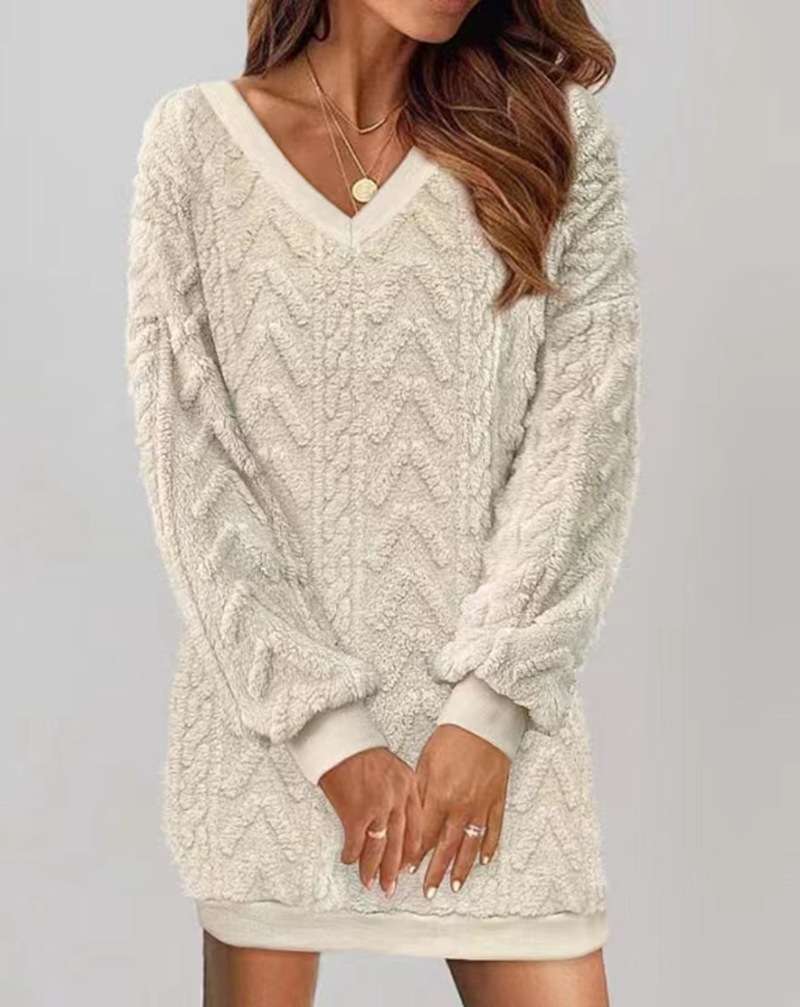 Women's Casual Solid V-Neck Long Sleeve Top