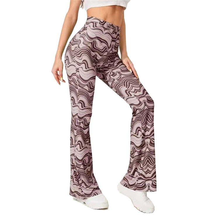Women's Water Ripple Flared Yoga Pants High Waist Casual
