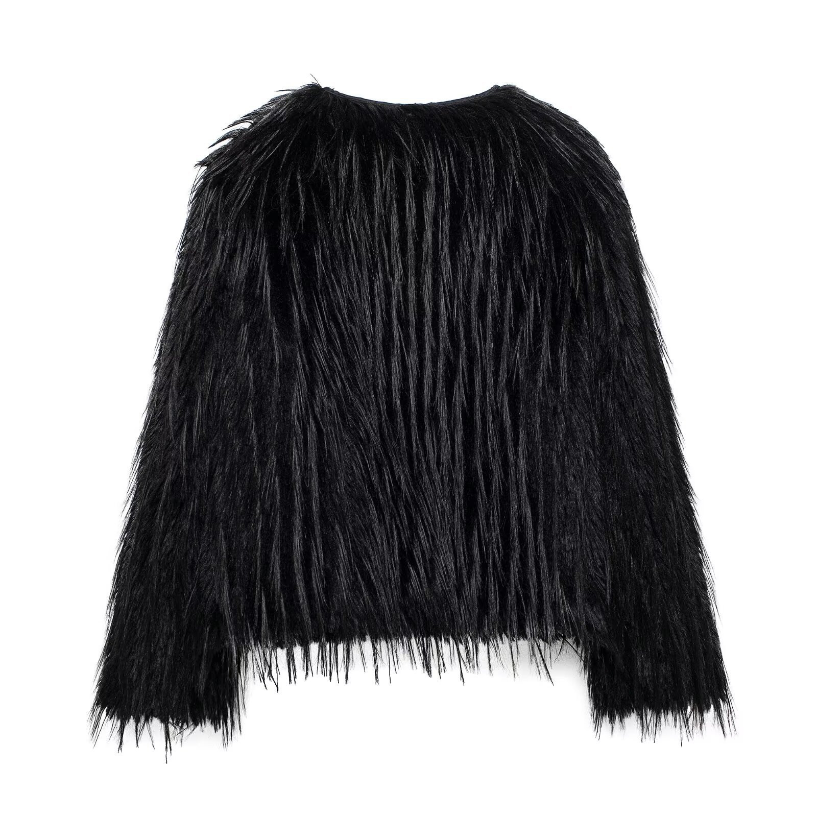 Women's Faux Fur Coat Street Style Round Neck Single-Breasted Long Sleeve