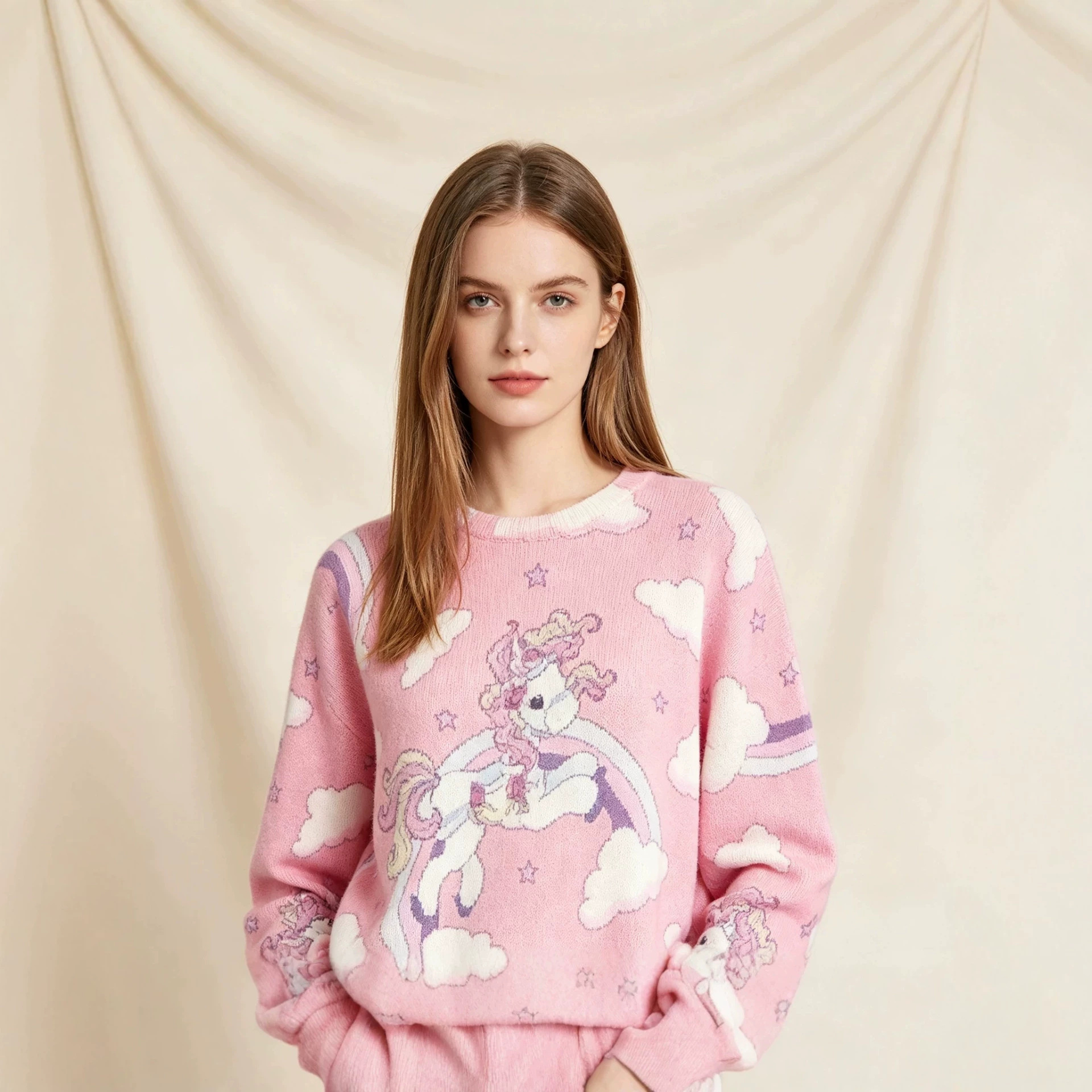 3D Christmas Print Crewneck Knit Sweater