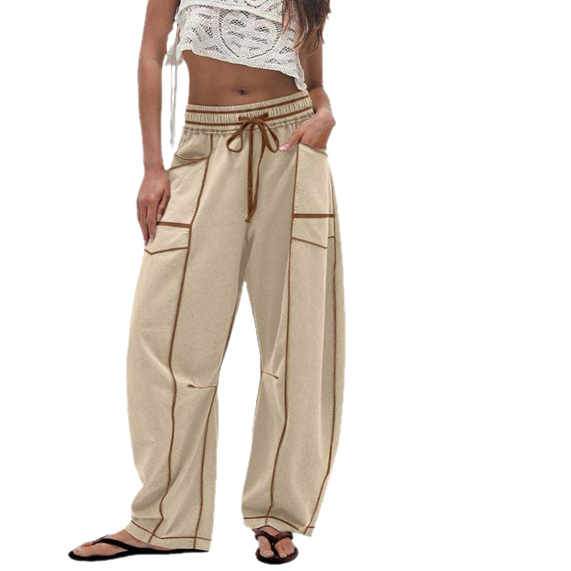 Women's Loose Wide-Leg Drawstring Waist Casual Pants