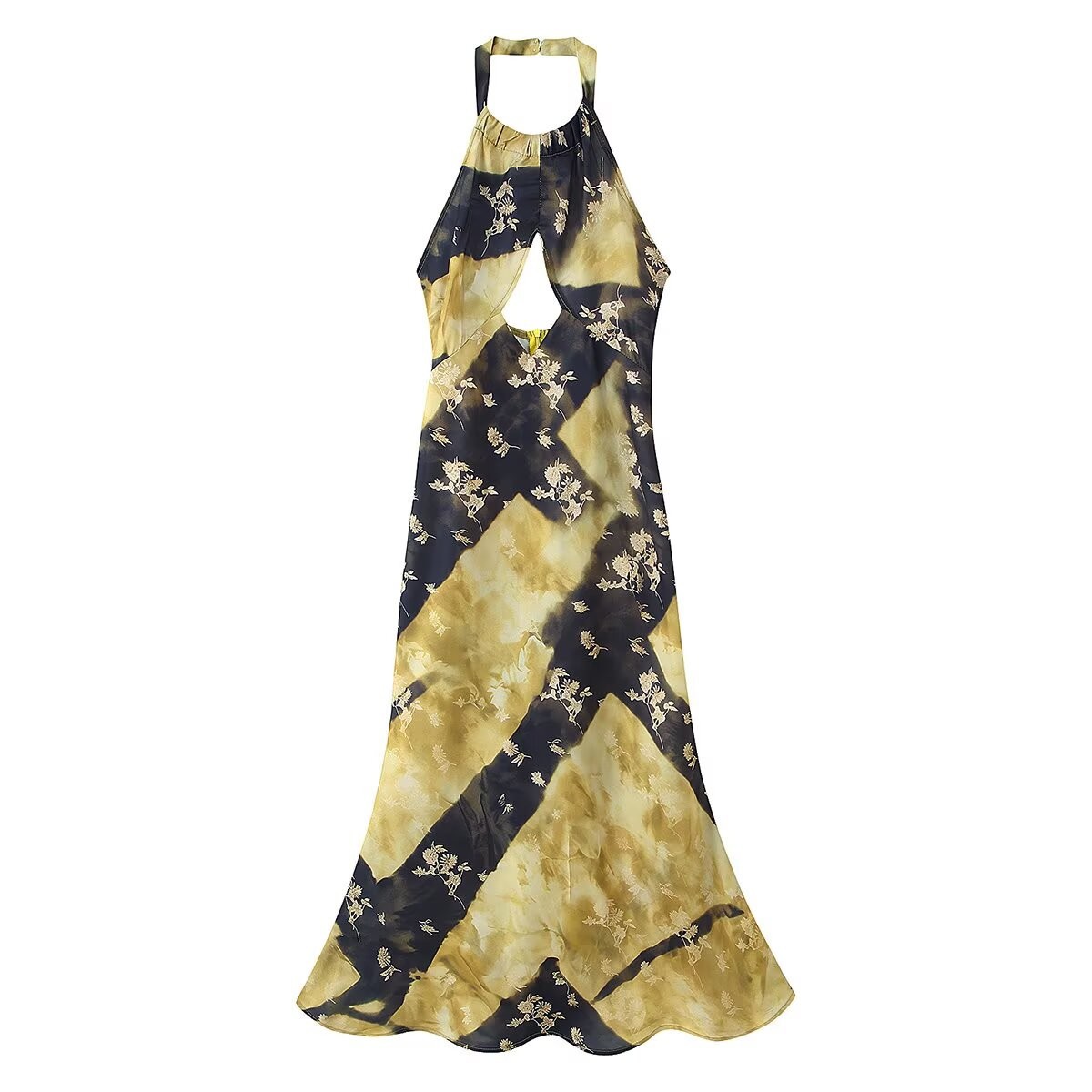 Women's Halter Cutout Floral Print Midi Dress