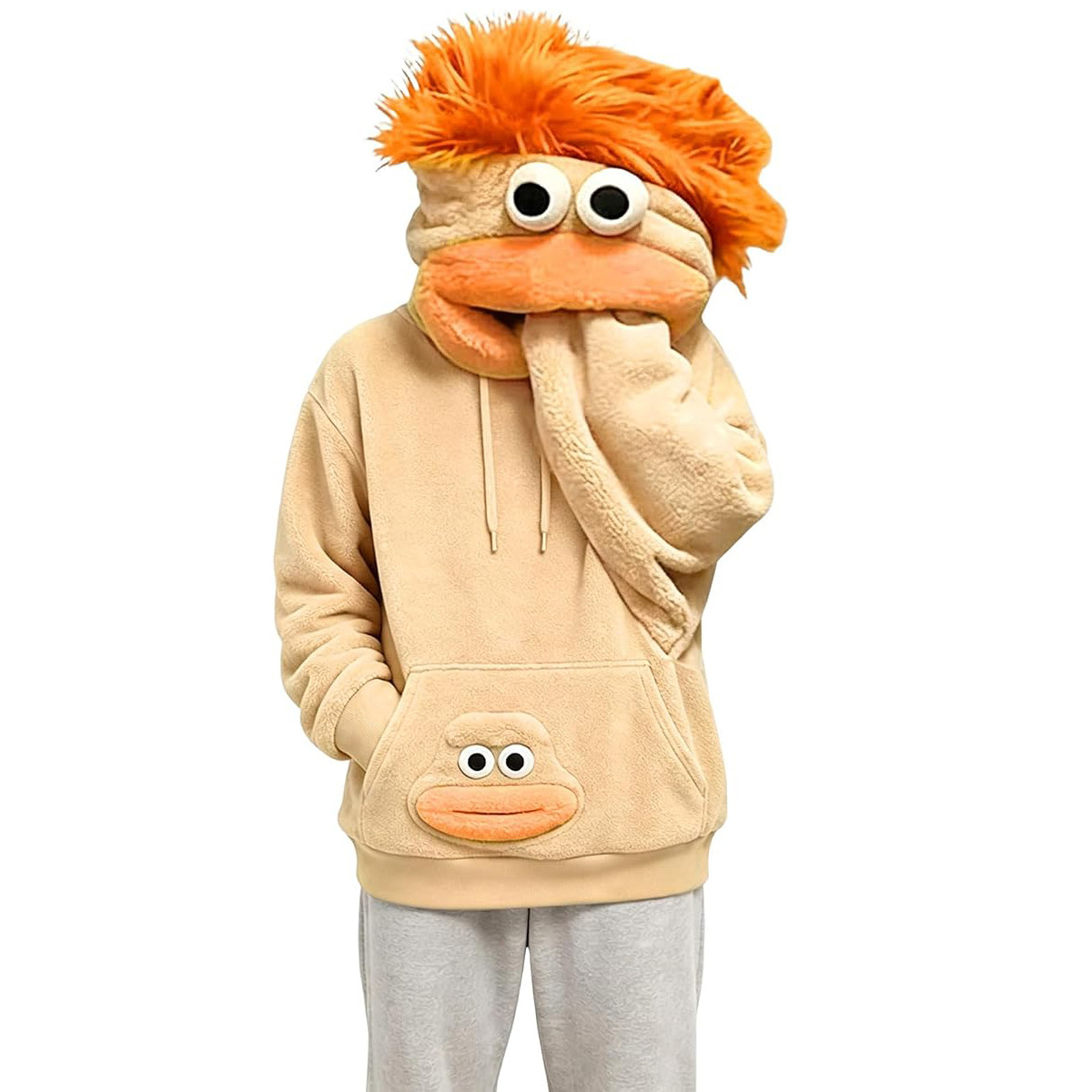 Big Mouth Monster Fuzzy Couple Hoodie Funny Ugly-Cute Pullover