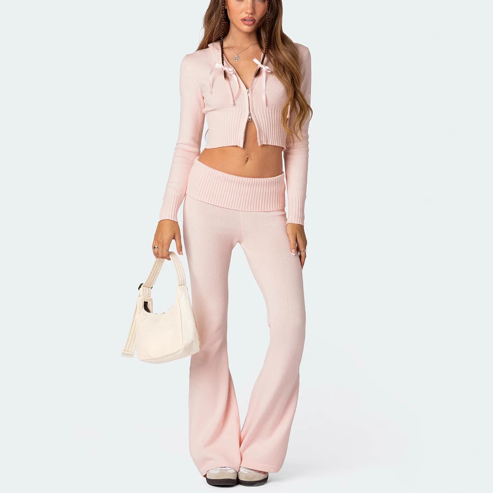 Women's Casual Zip-Up Hoodie and Pants Two-Piece Set