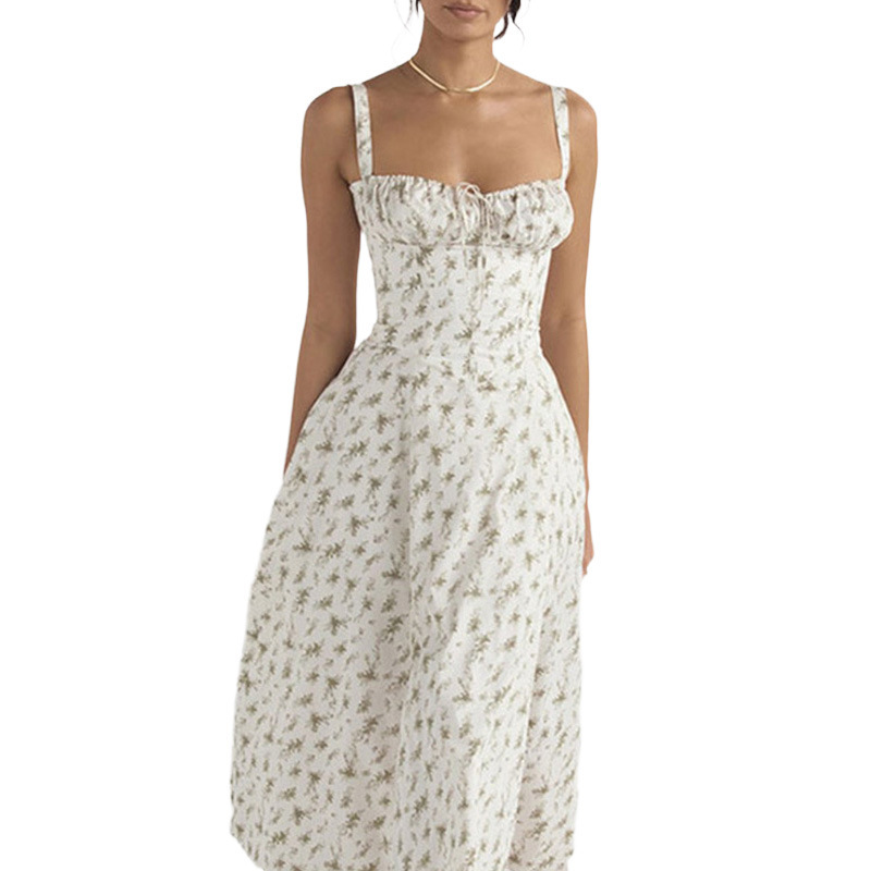 Floral French-Style Sleeveless A-Line Maxi Dress