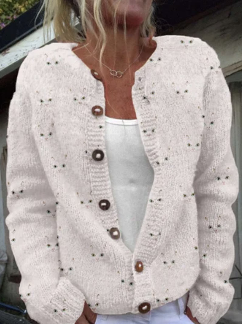 Women's Daisy Maple Leaf Floral Print Button Cardigan