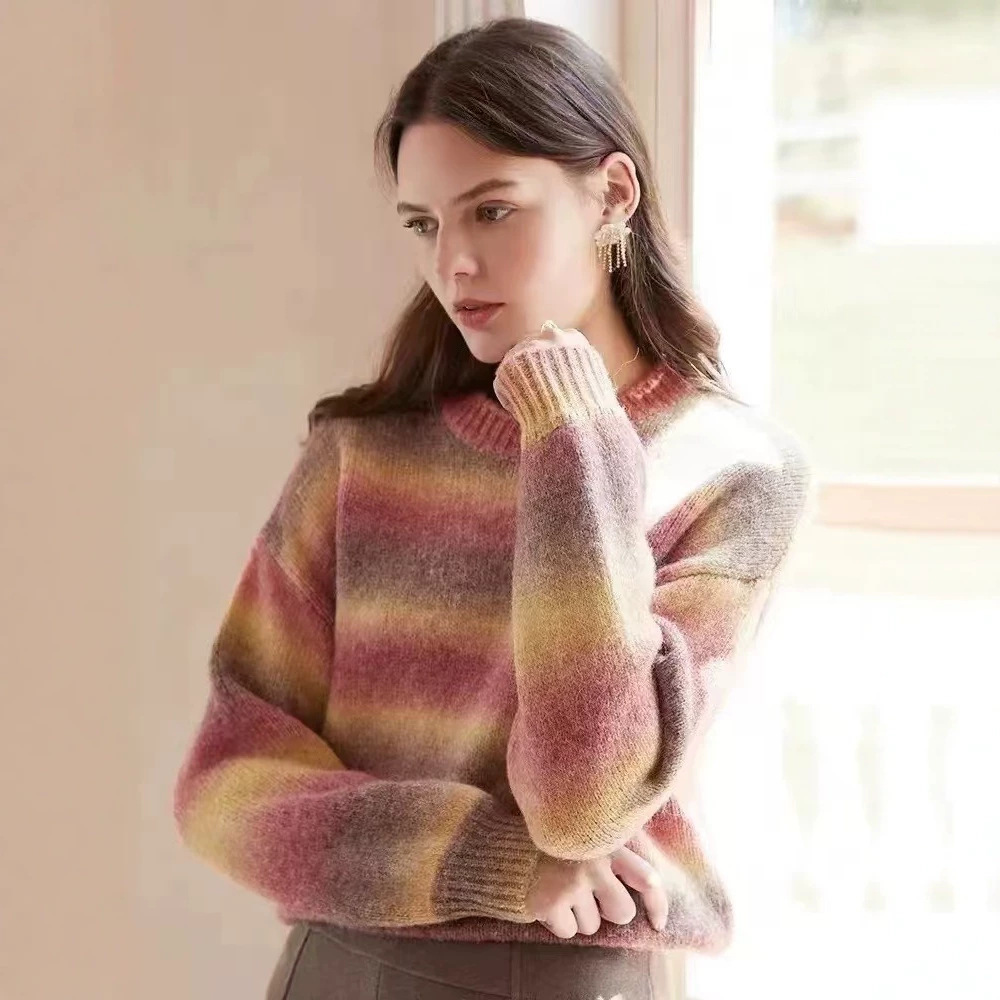 Trendy Color-Block Lazy Style Women's Sweater