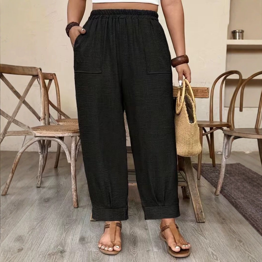 Women's Casual Loose Carrot Pants Plus Size Solid Color