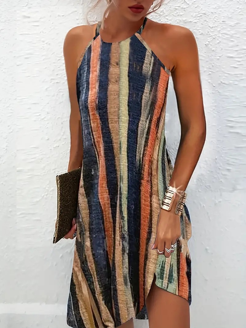 Sexy V-Neck Backless Cami Midi Beach Dress