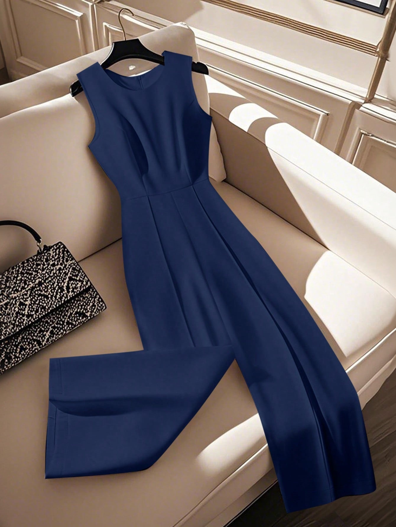 Sleeveless Wide-Leg Jumpsuit with Cinched Waist