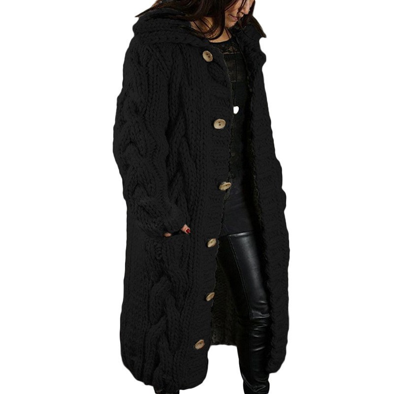 Women's Plus Size Open-Front Cardigan Sweater Long Knit Coat with Pockets