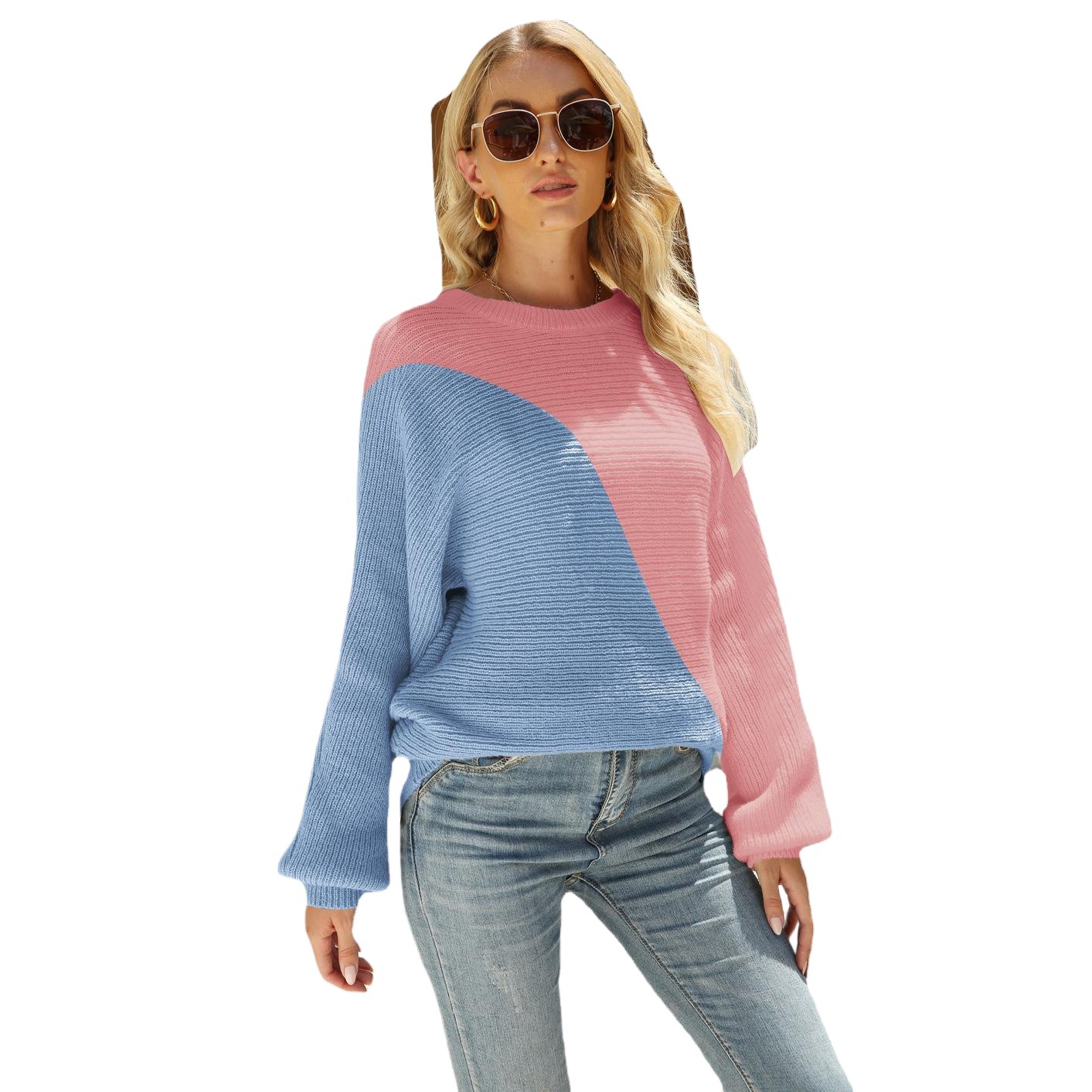 Women's Color-Block Batwing Knit Sweater Plus Size