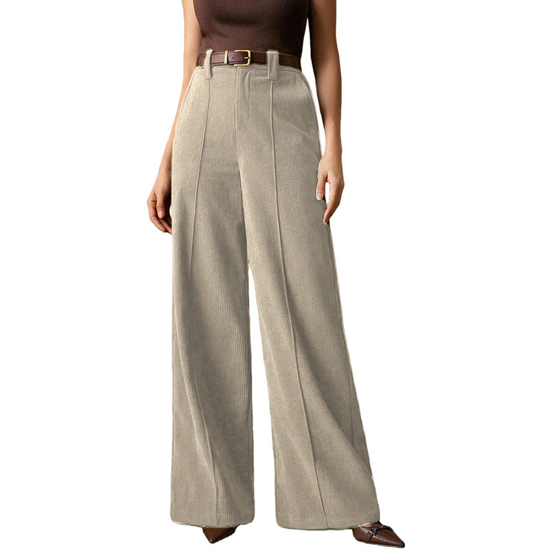 Corduroy Wide-Leg High-Waist Straight Pants for Women