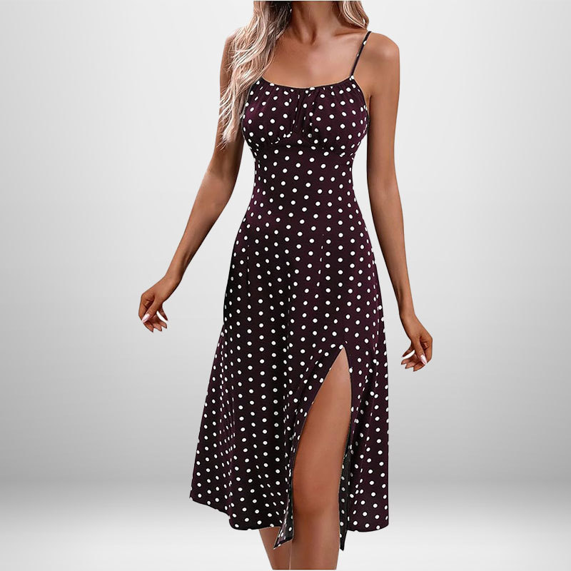 Women's Floral Print Tie-Strap Slit Cami Dress