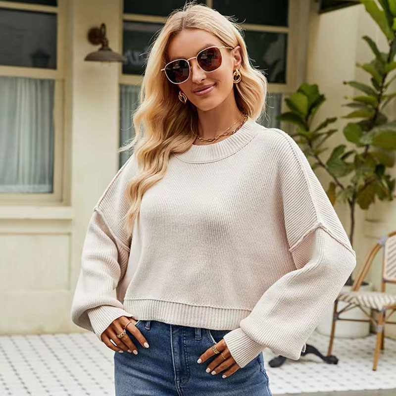 Women's Long Sleeve Crewneck Sweater – Lightweight Solid & Striped Pullover