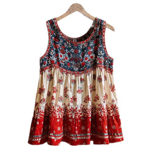 Women's Vintage Floral Sleeveless Tank Dress Casual