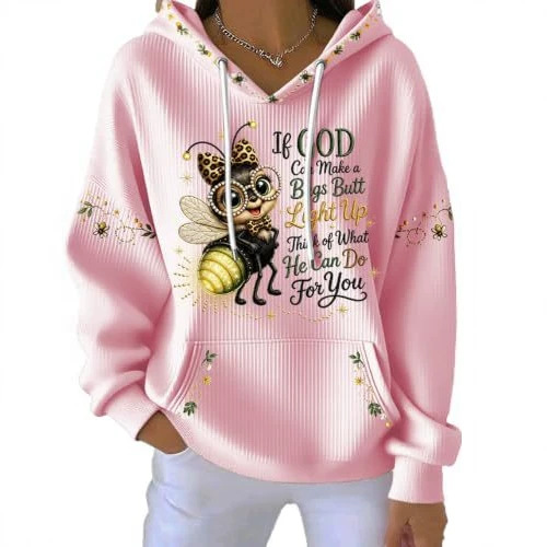 Women's Bee Letter Print Casual Hoodie