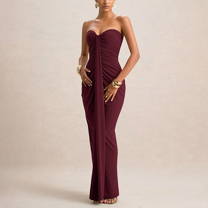 Ruched Tube Bodycon Long Dress