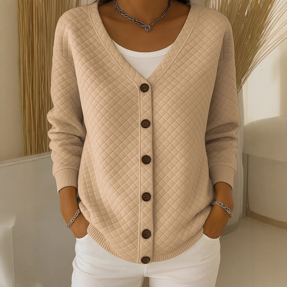Women's Plaid Long Sleeve Cardigan Knit Sweatshirt Jacket