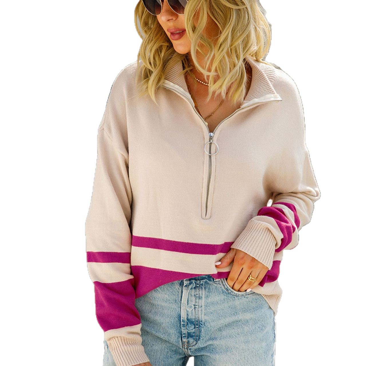 Women's Oversized Knit Sweater Pullover Long Sleeve Top