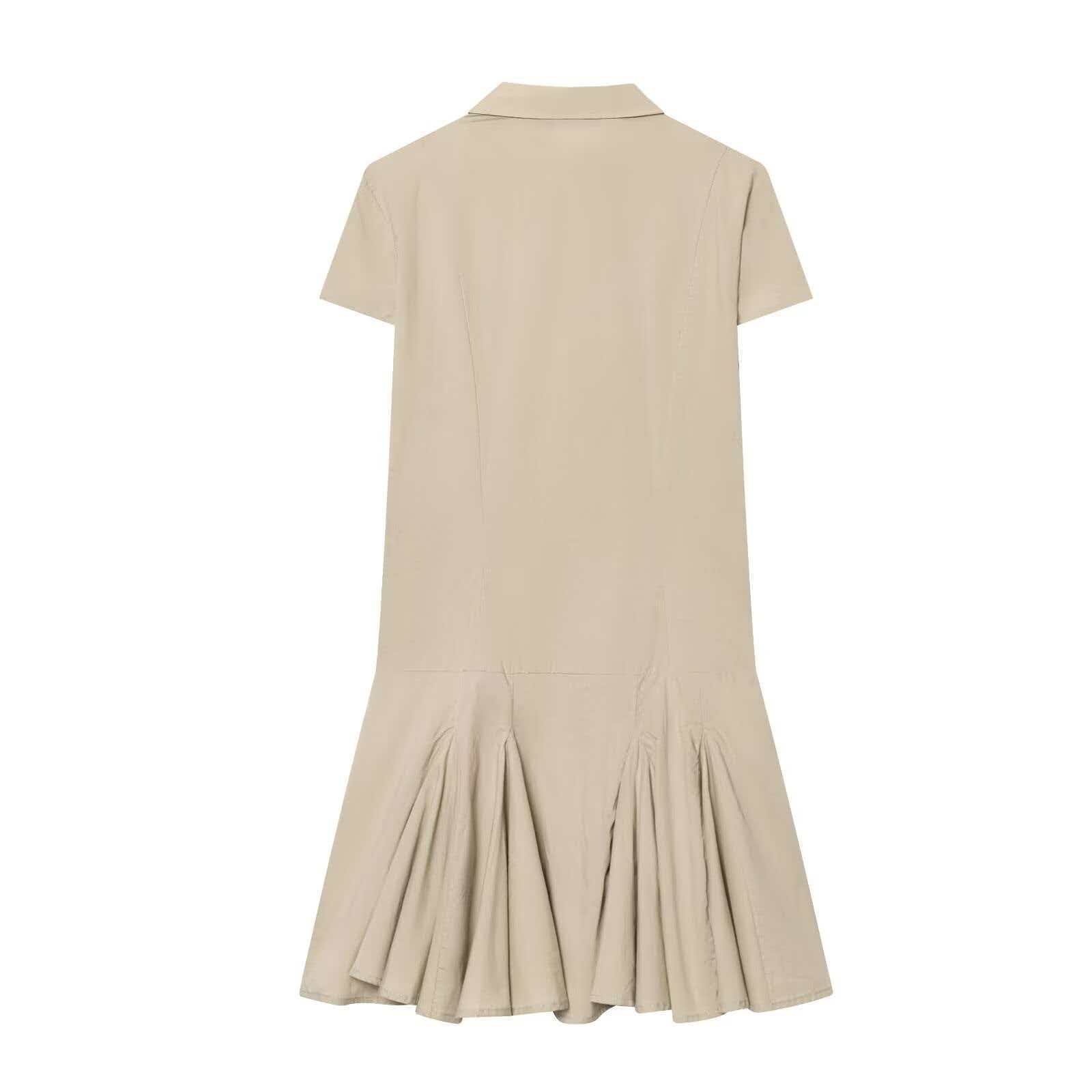 Women's Slim Fit Single-Breasted Short Sleeve Dress
