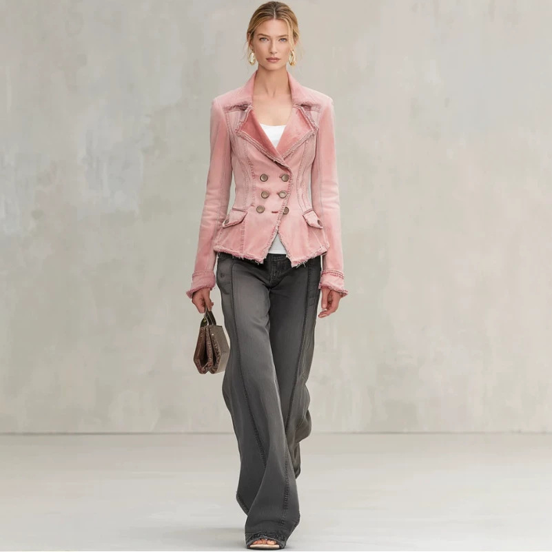 Pink Washed Slim Fit Denim Jacket