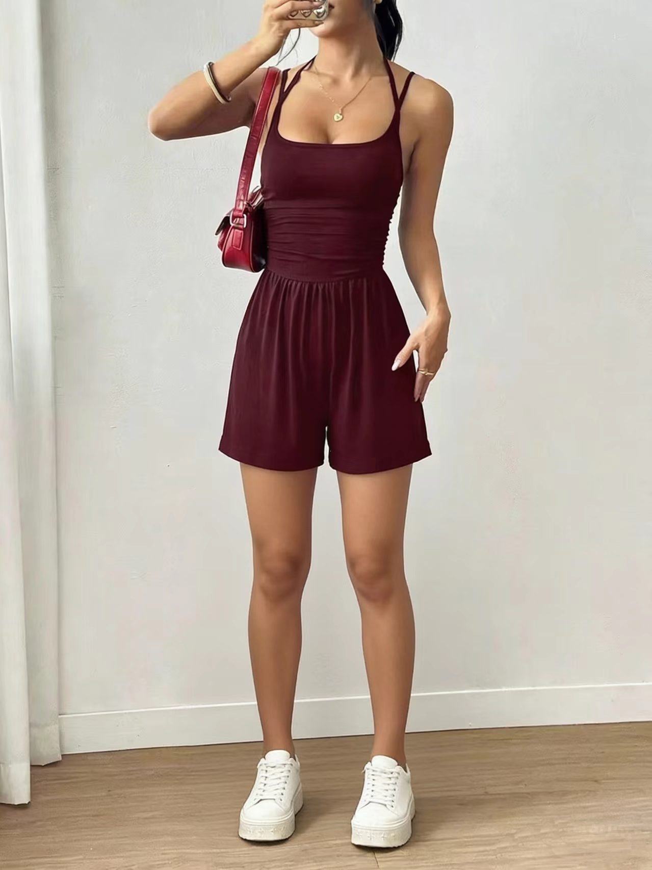 Women's Solid Sleeveless High-Waist Cami Bodysuit