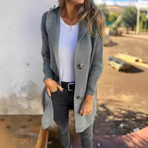 Women's Mid-Length Casual Knit Cardigan Sweater
