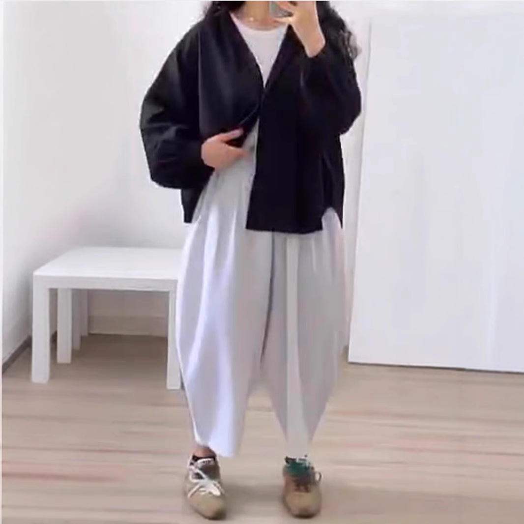 Women's Lazy Style Cardigan and Solid Pants Two-Piece Set