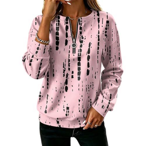 Polka Dot Print Half-Zip Stand Collar Hoodie for Women