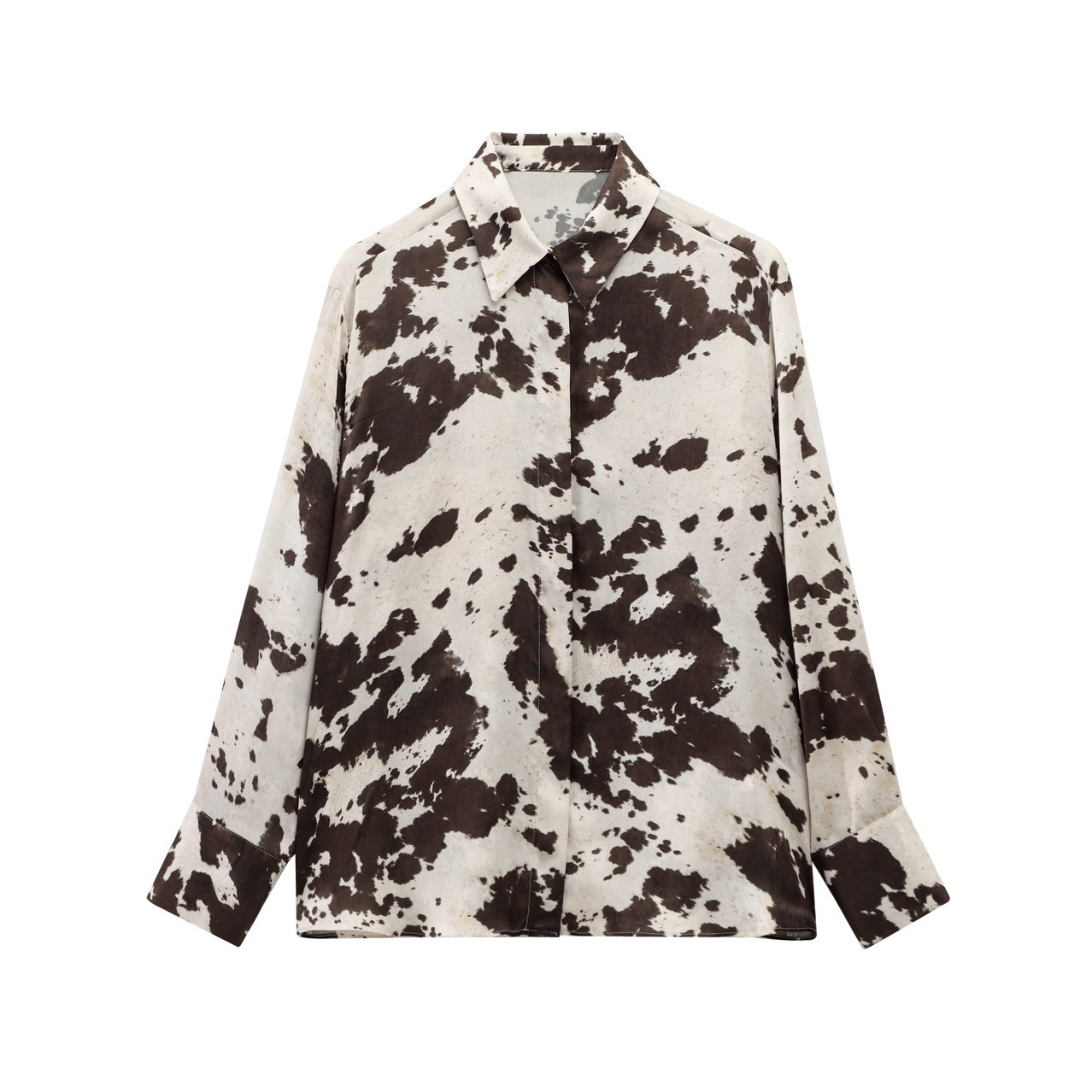 Women's Animal Print Midi Skirt and Shirt Set