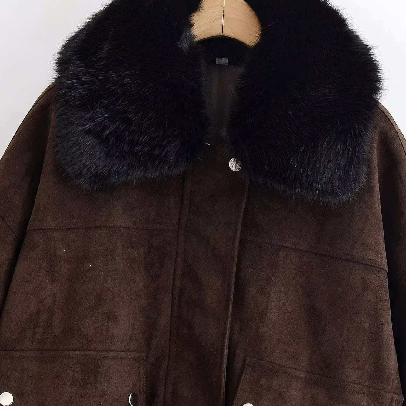 Women's Vintage Faux Suede Zip Jacket