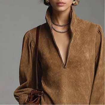 Women's Solid V-Neck Zip Casual Dress