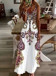 Women's Boho Floral Print Dress Black and White