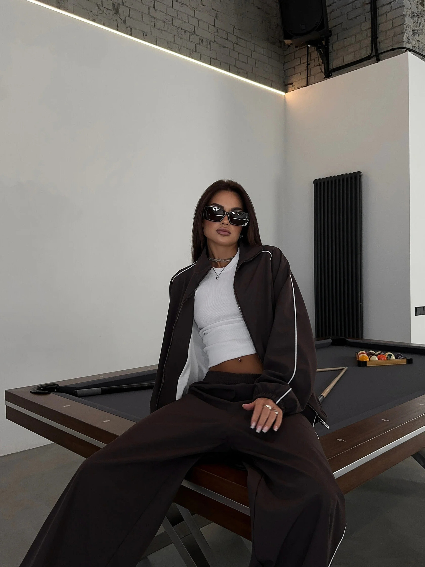 Women's Casual Two-Piece Set with Zip Cardigan and Pants
