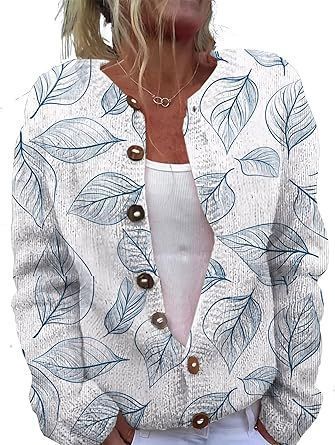 Women's Winter Graphic Print Faux Sweater Cardigan with Button Front