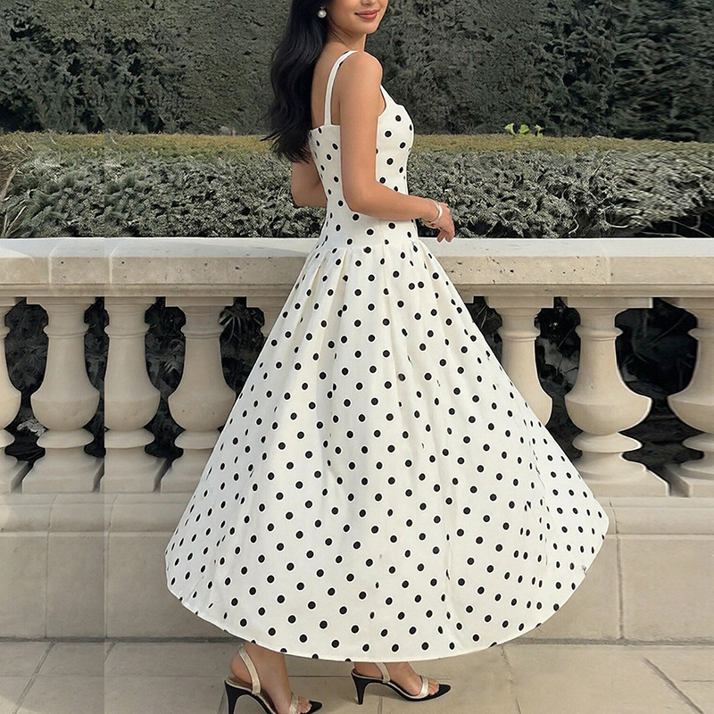 Polka Dot Strapless Vintage Long Dress