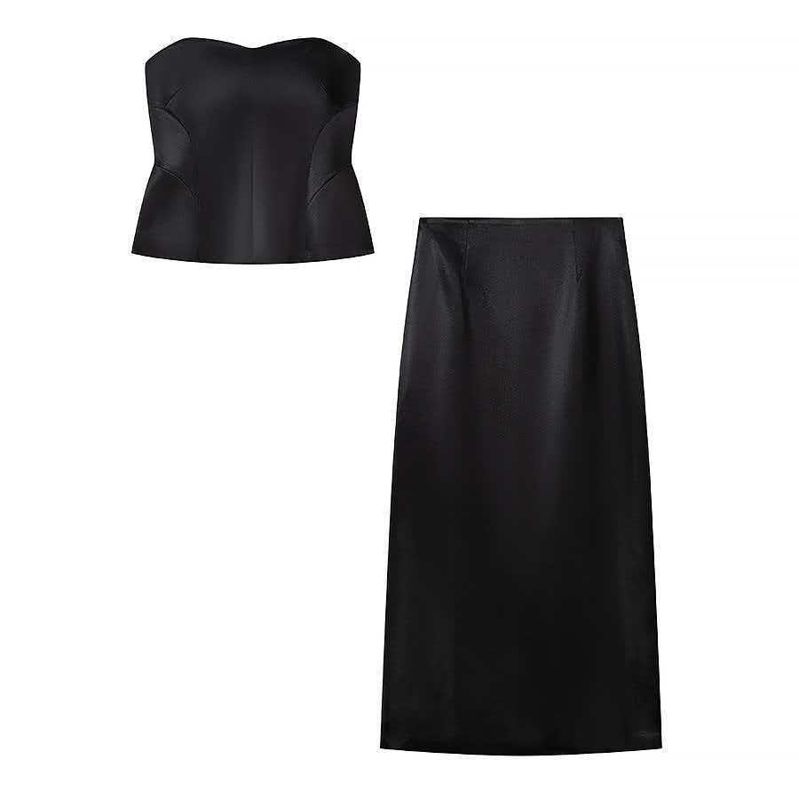 Women's Summer Corset Tube Top and Bodycon Long Skirt Set