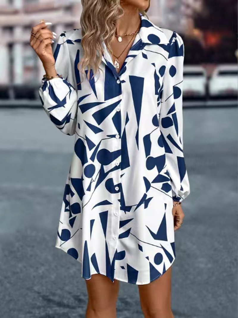 Floral Print Lantern Sleeve Midi Dress with Collar