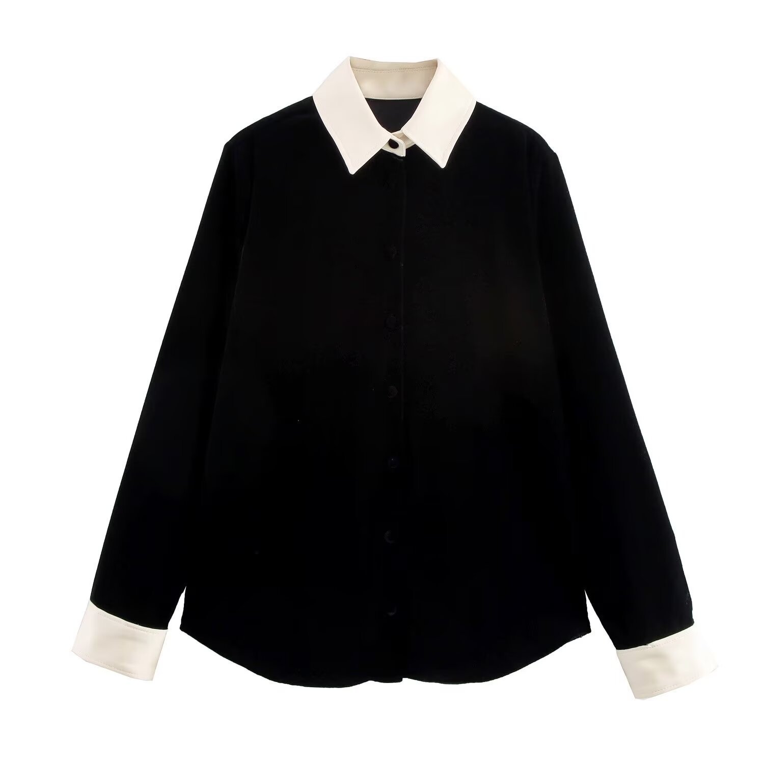 Velvet-Like Spliced Shirt and Pants Set