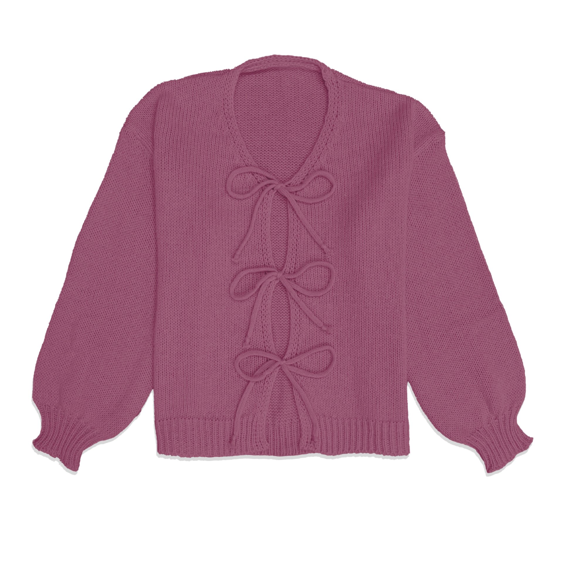 Crewneck Tie-Front Knit Cardigan Sweater