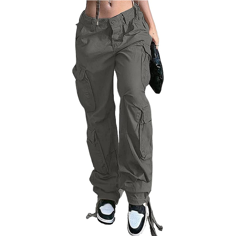 High-Waist Wide-Leg Cargo Pants with Eight Pockets