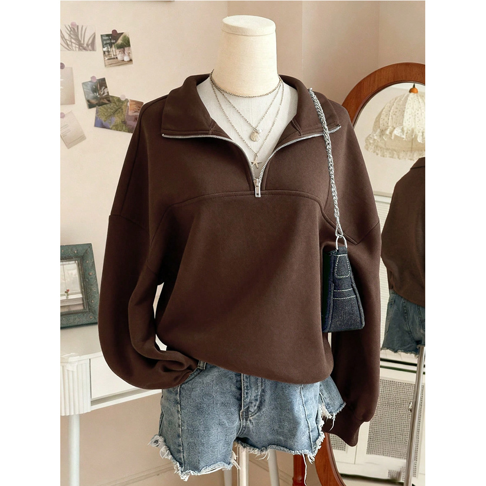 Women's Y2K Half-Zip Pullover Sweatshirt Long Sleeve