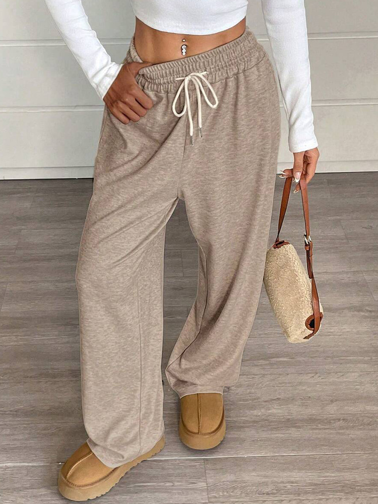 Women's Solid Color Wide-Leg Casual Pants Loose Slimming Commuter Trousers